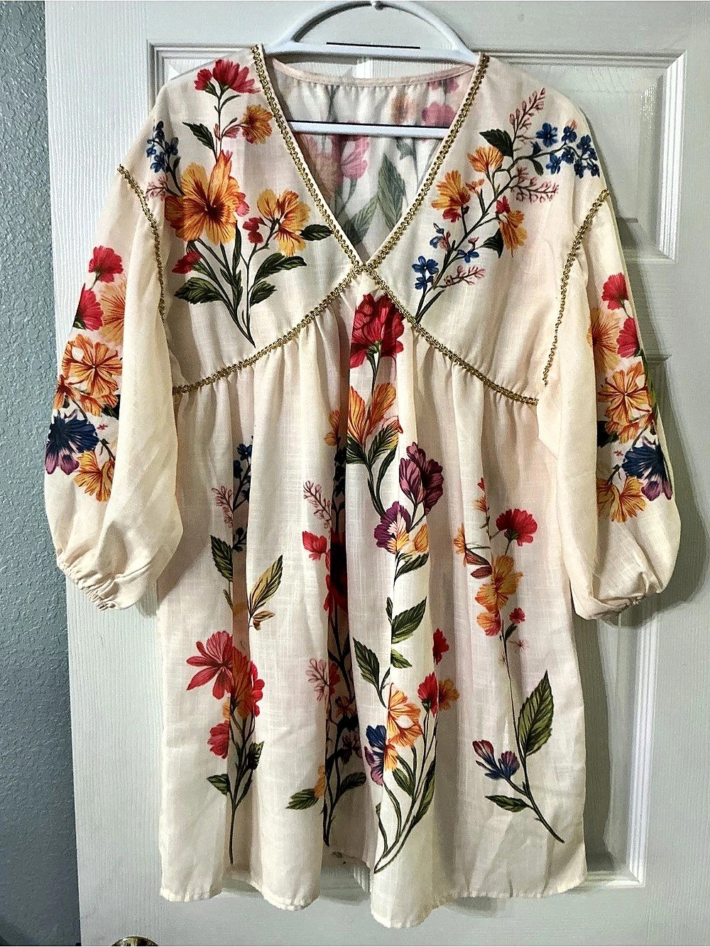 Floral Babydoll Dress in Cream